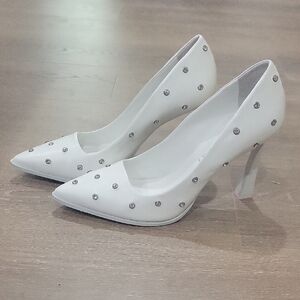 Gianni Bini White Studded Heels